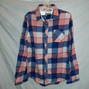Girls Cat and Jack plaid long sleeve button down